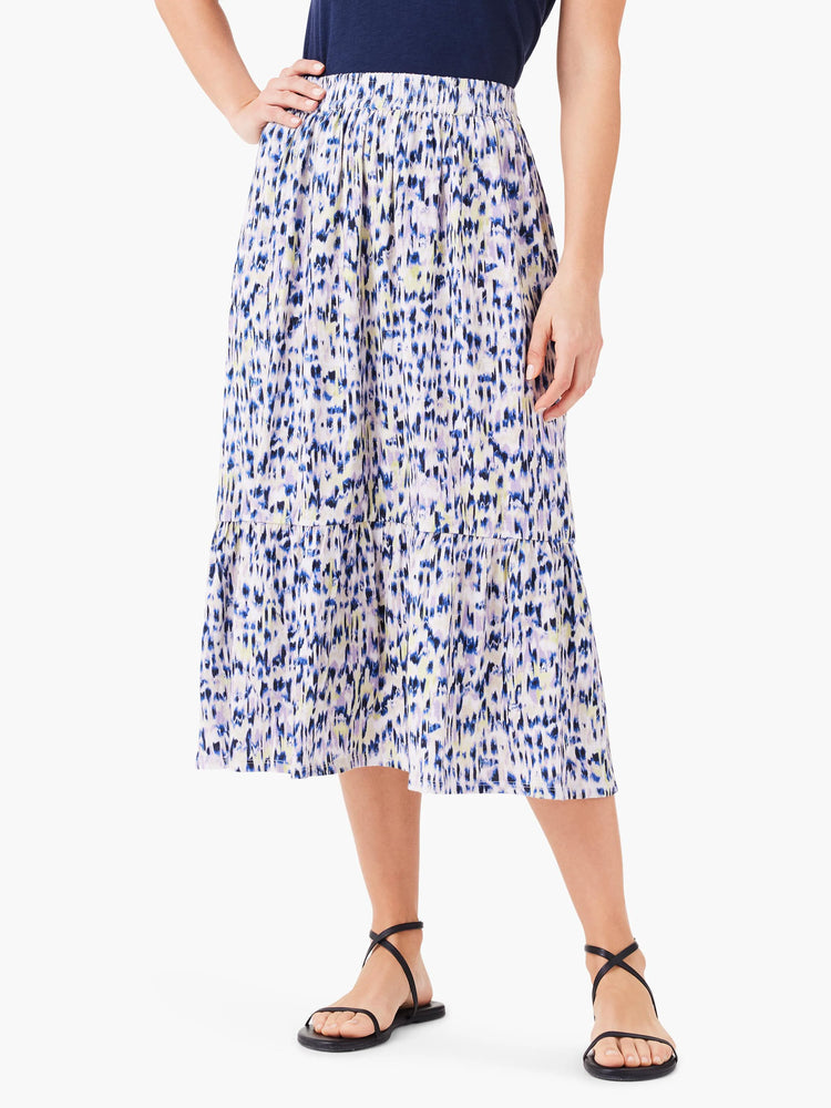 Nzt Abstract Ikat Tiered Midi Skirt in Imi