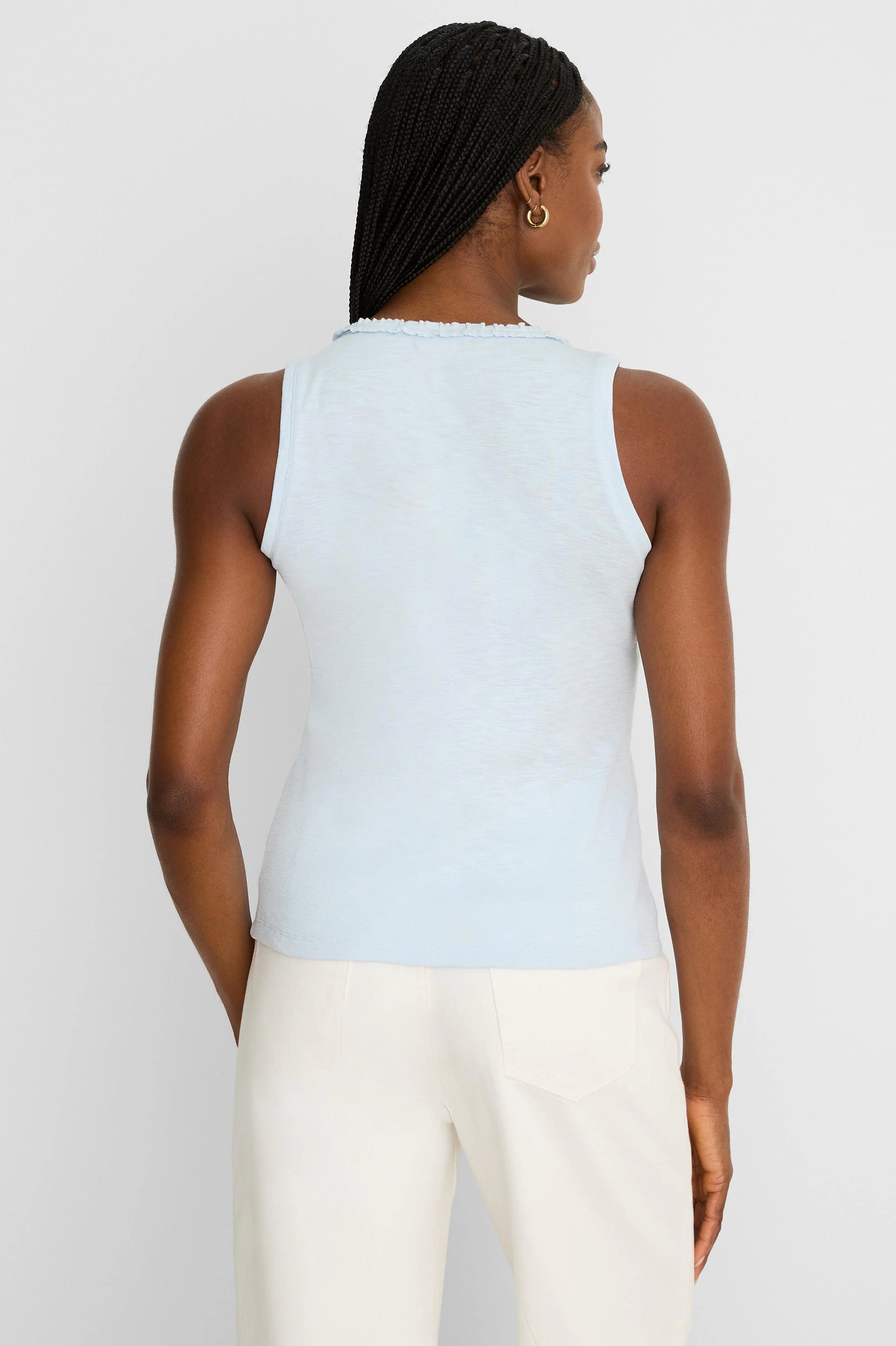 Nzt Ruffle Neck Cotton Slub Layer Tank in Cry