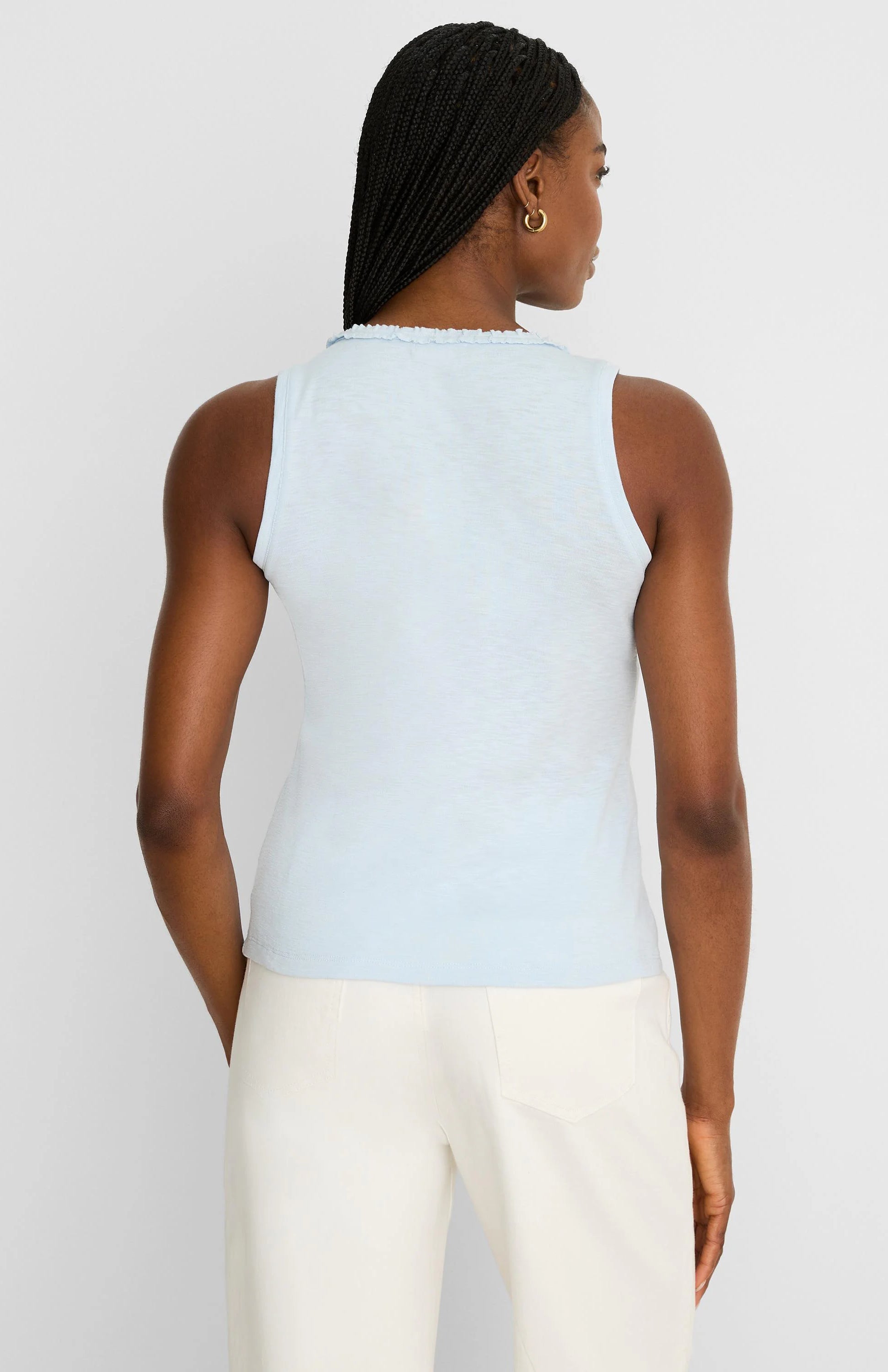 Nzt Ruffle Neck Cotton Slub Layer Tank in Cry