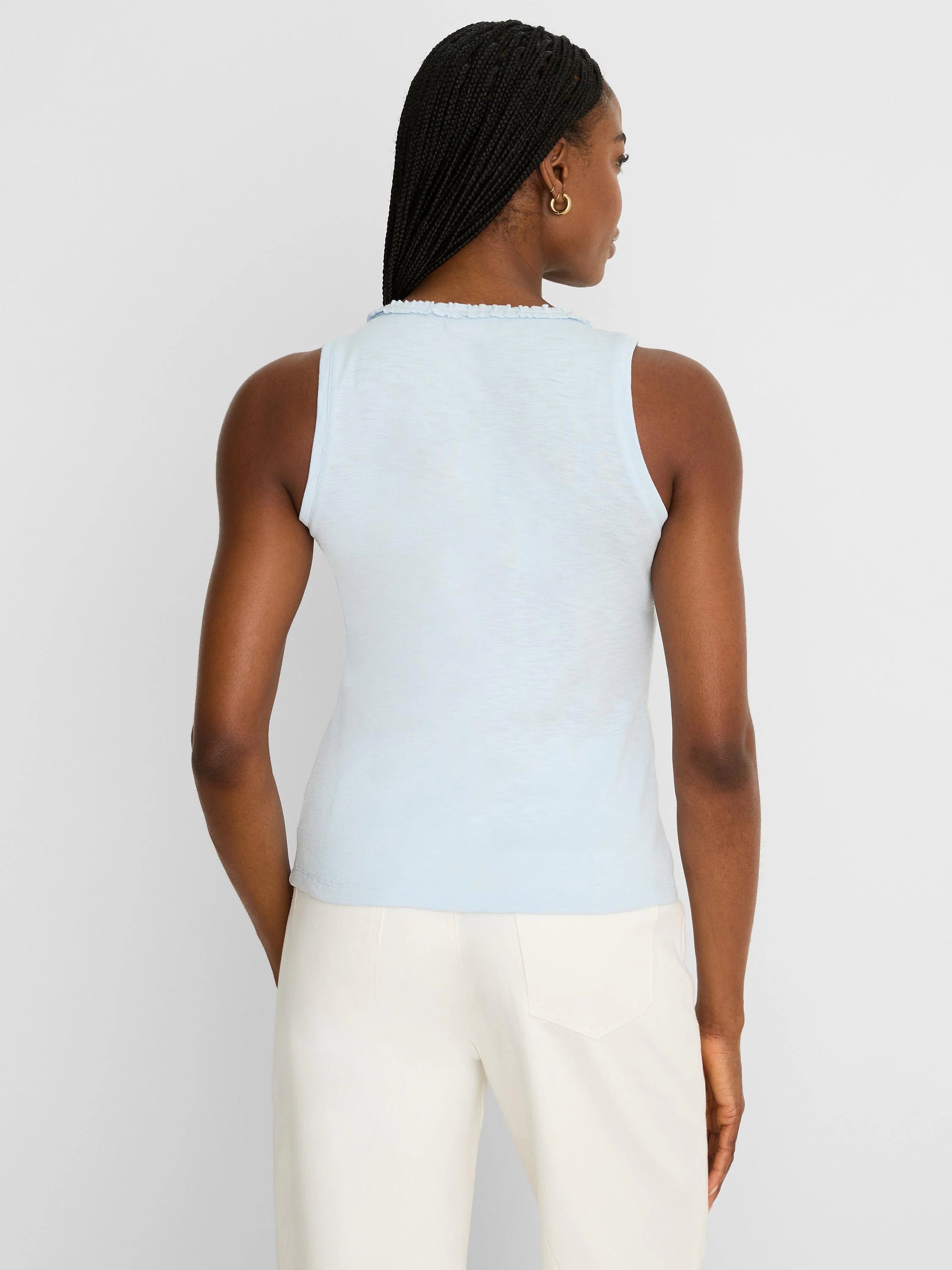 Nzt Ruffle Neck Cotton Slub Layer Tank in Cry