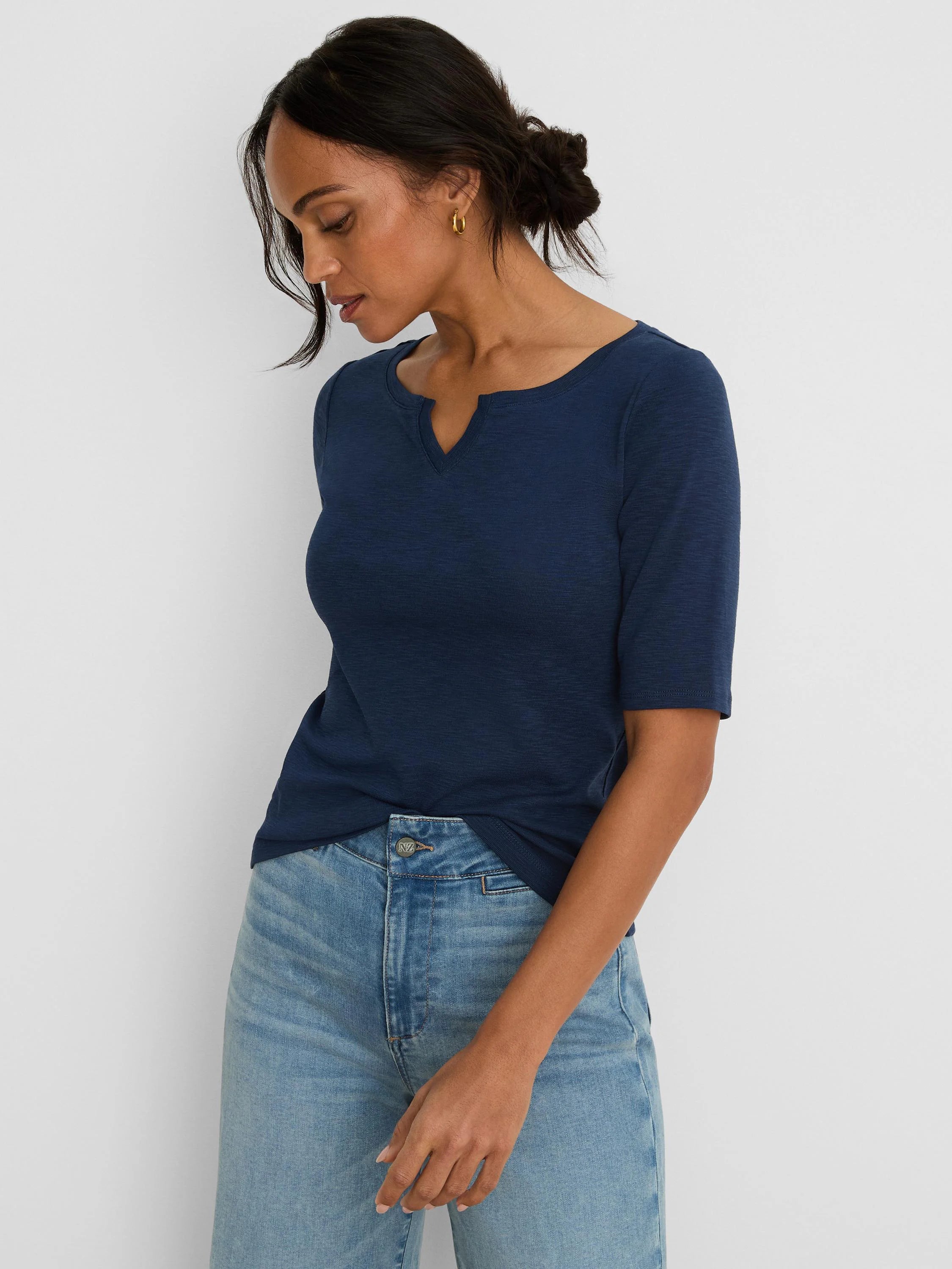 Nzt Elbow Sleeve Notch Tee in Rin