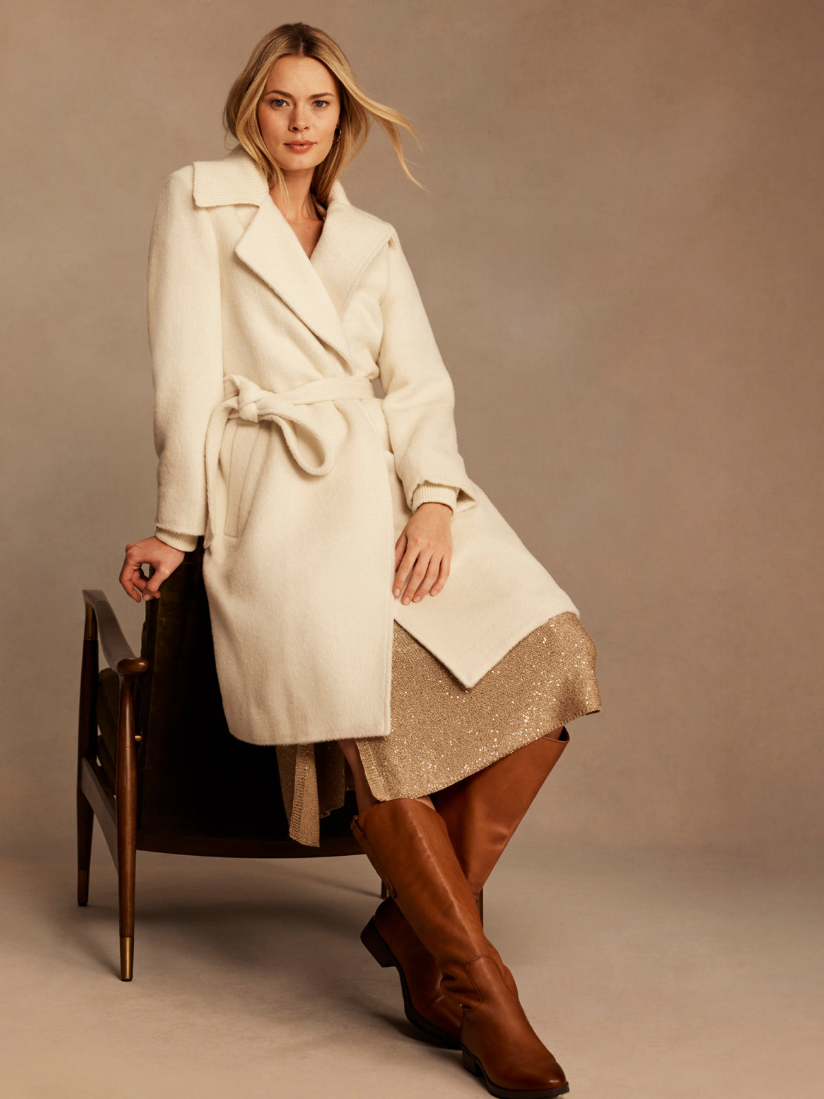 NIC+ZOE Alpaca Wool Blend Knit Trim Wrap Coat product