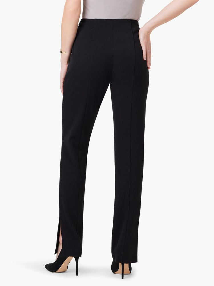Black straight-leg pants, side slits, shown from the back.