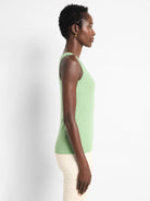 Light green rib knit scoop tank.