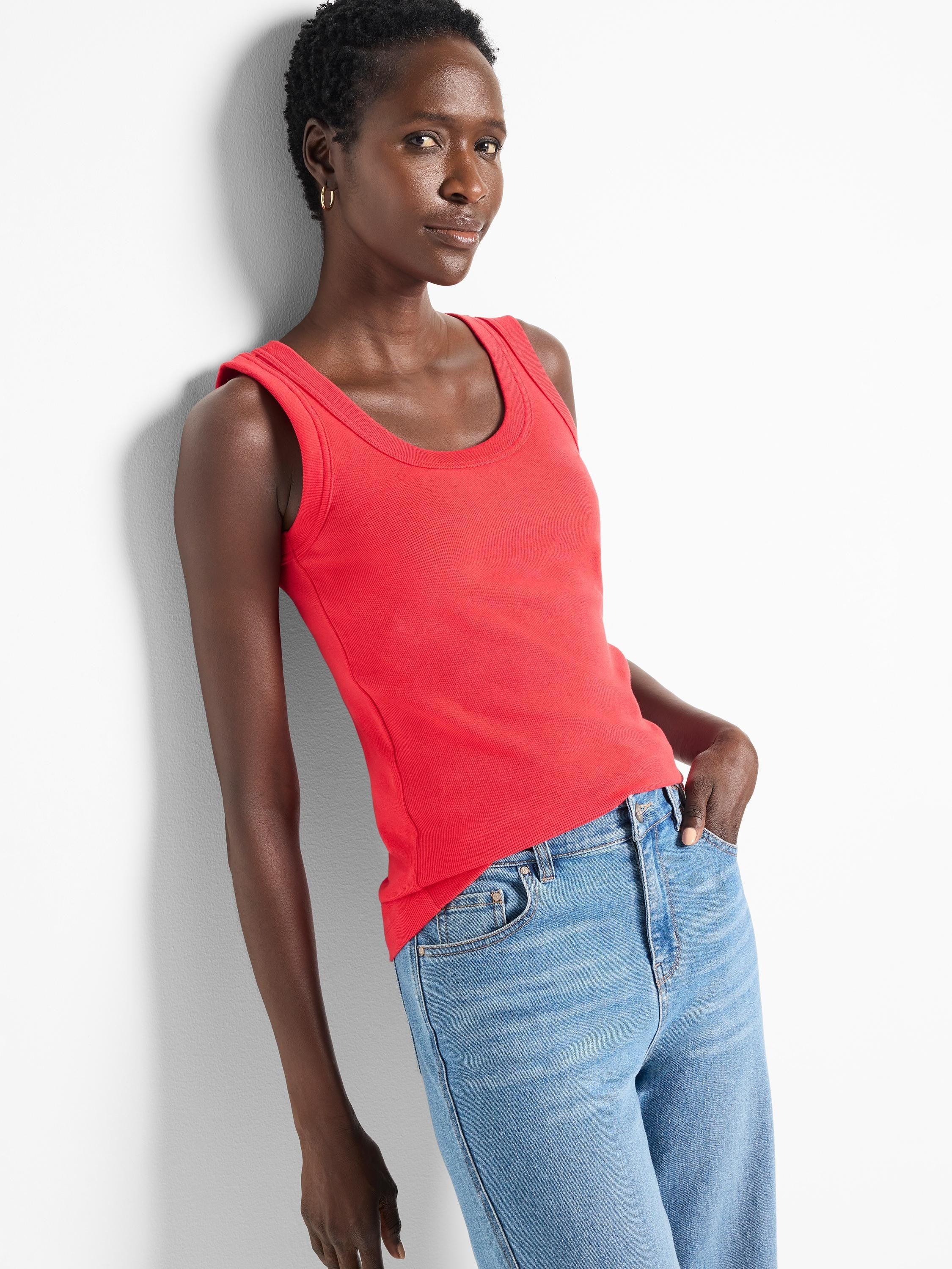 Perfect Knit Rib Scoop Tank in Har