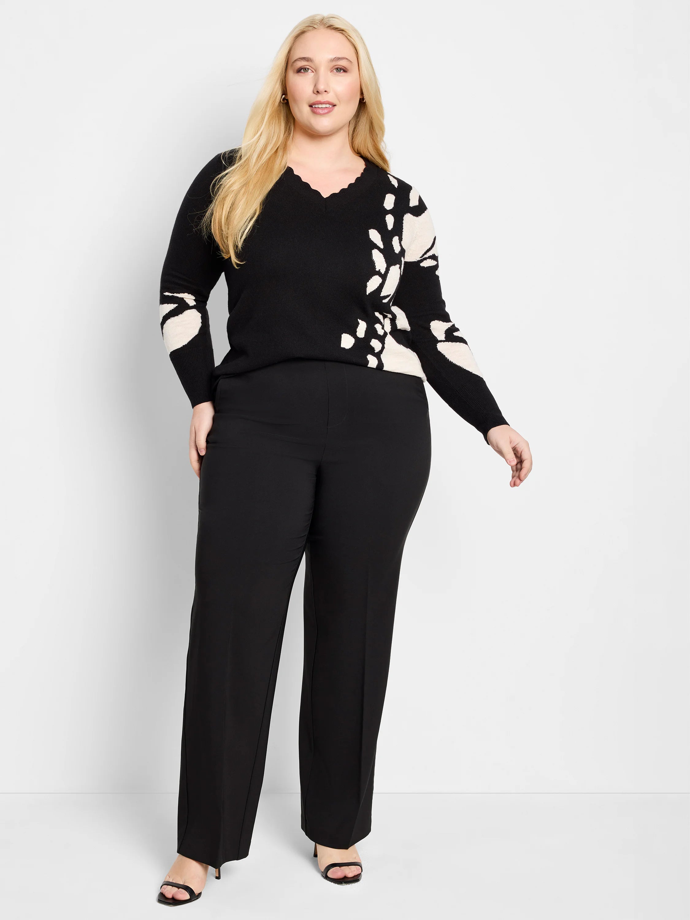 31" Stretch Knit Lenox Wide-leg Pant in Blx