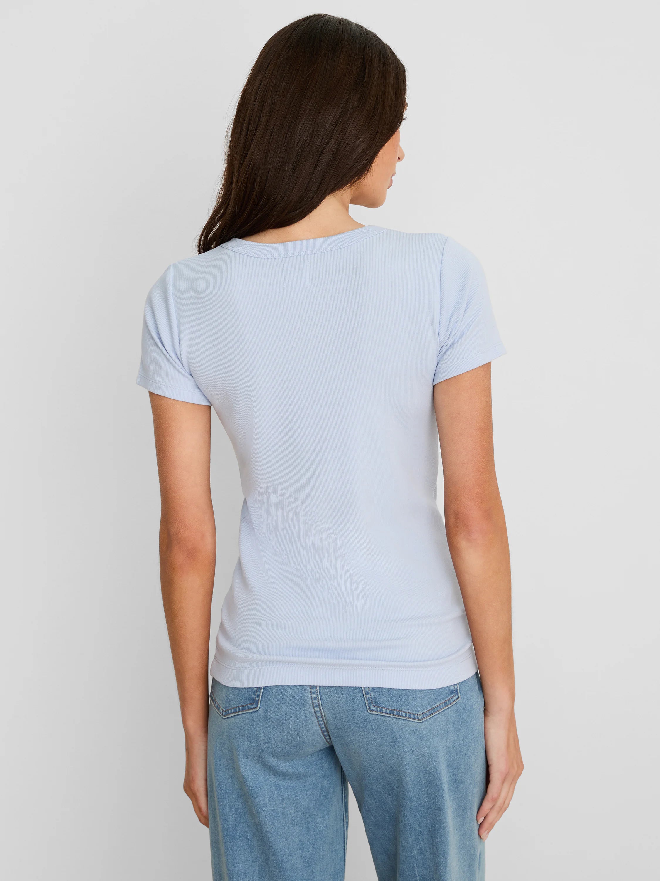 Perfect Knit Rib Short Sleeve Crew Tee in Sky