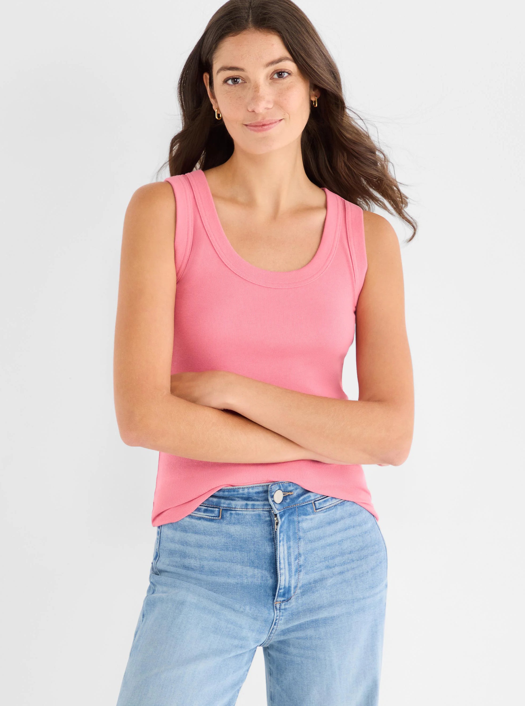 Perfect Knit Rib Scoop Tank in Rsp