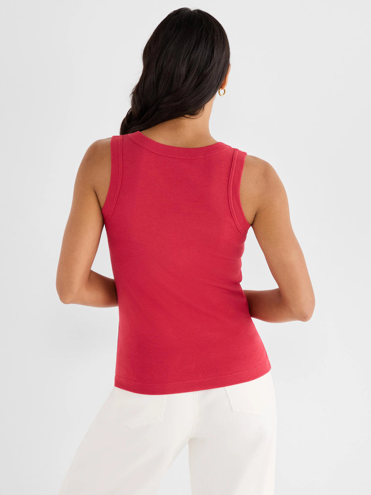 Cranberry ribbed scoop back tank.