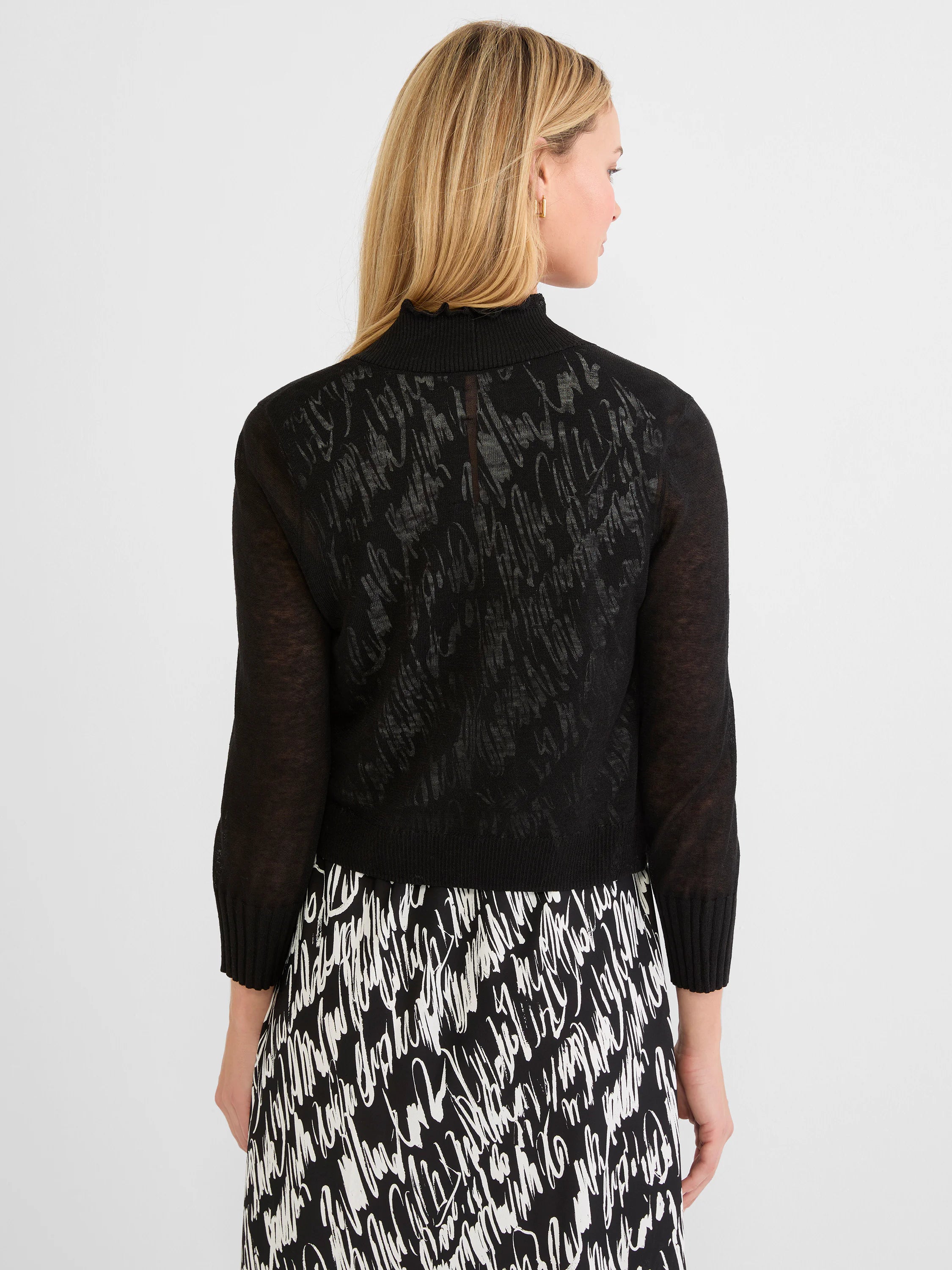 Ruffle Featherknit Cardigan in Blx