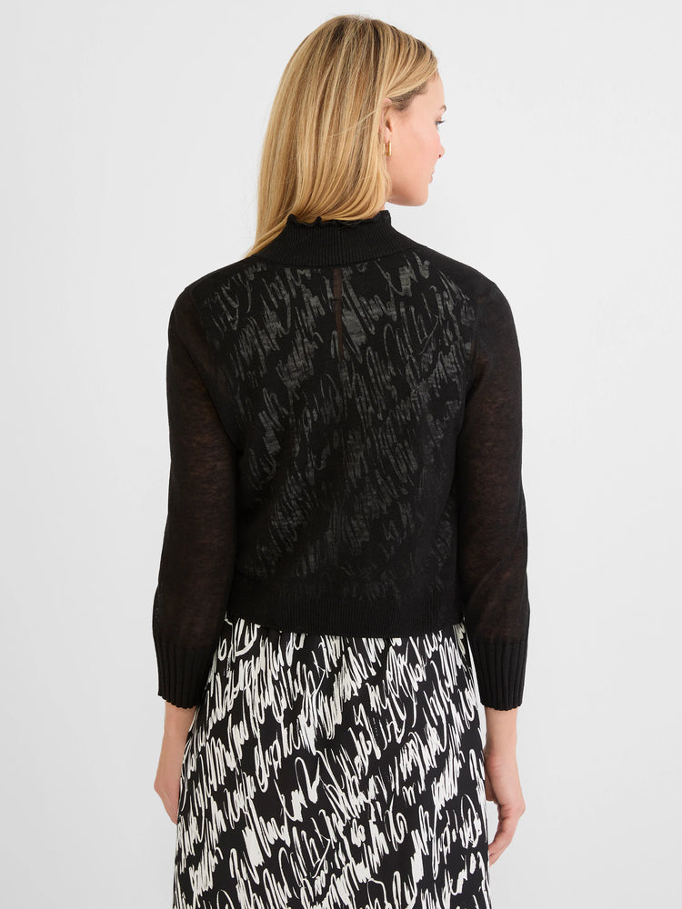 Ruffle Featherknit Cardigan in Blx