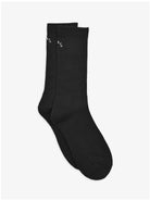 A pair of black ribbed socks with small white V logos embroidered on the cuffs.