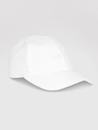 White active baseball cap with curved brim, perforated side panels, and subtle VARLEY logo on front.