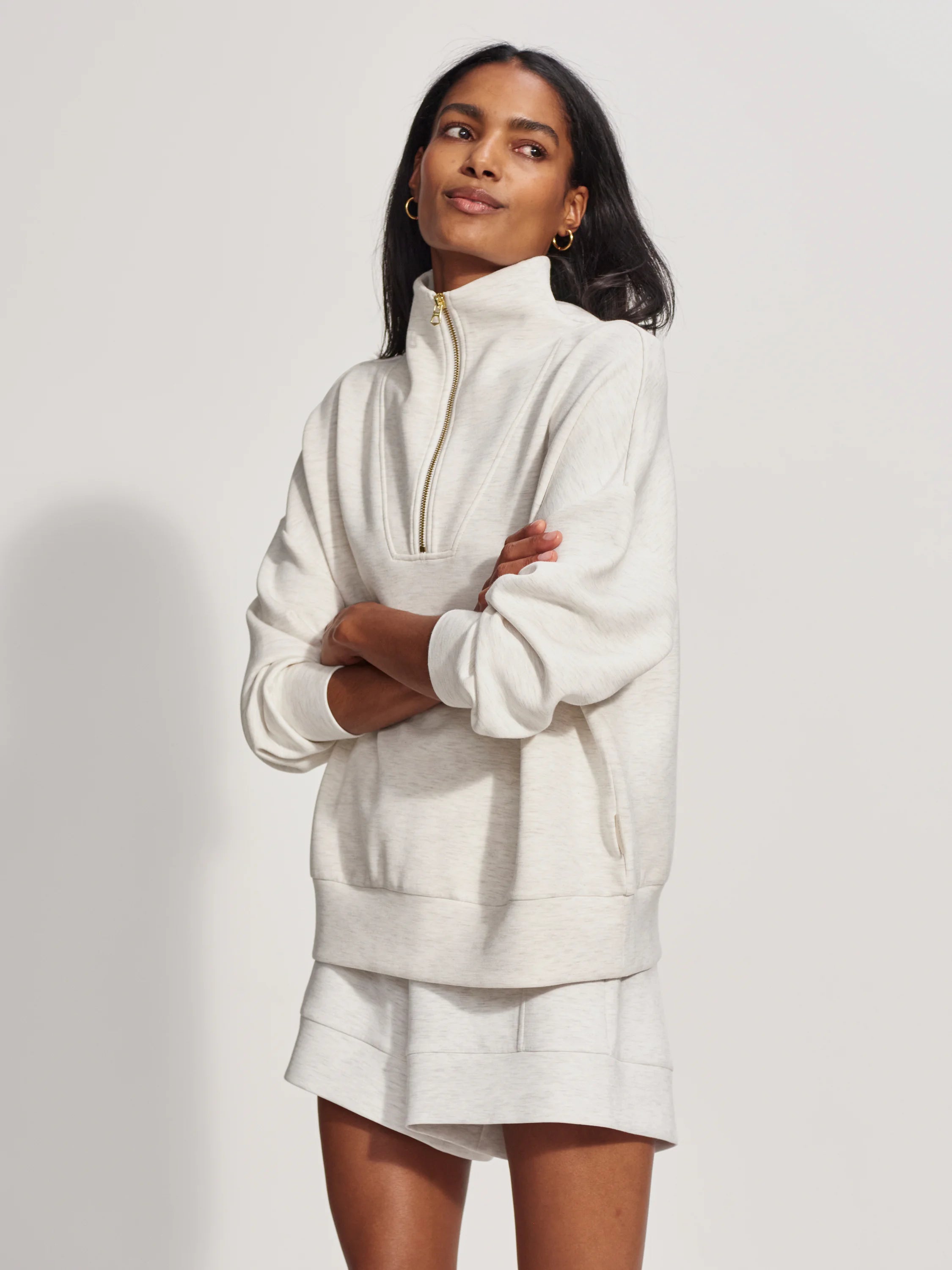 Varley Hawley Half Zip Sweat in Ivo