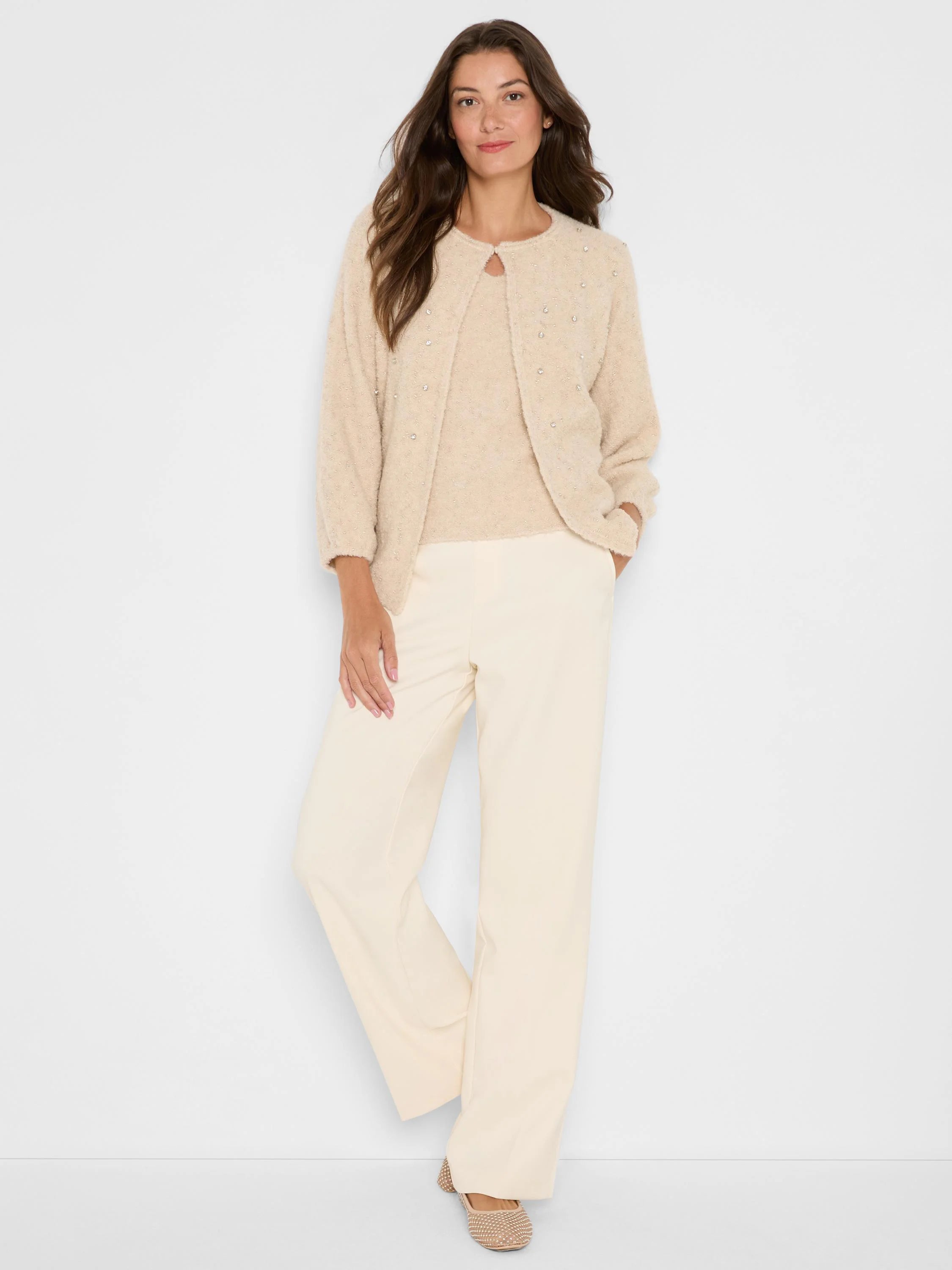 Oatmeal Lurex Nep tank with soft texture and subtle shimmering flecks.