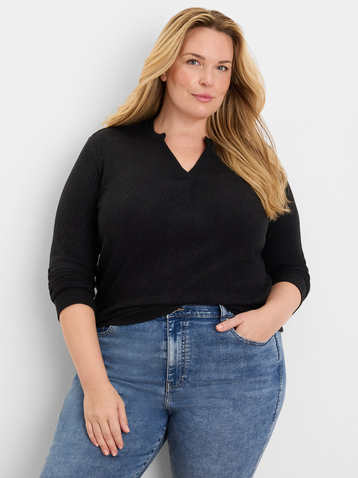 NIC+ZOE Cozy Cable Split Neck Top product