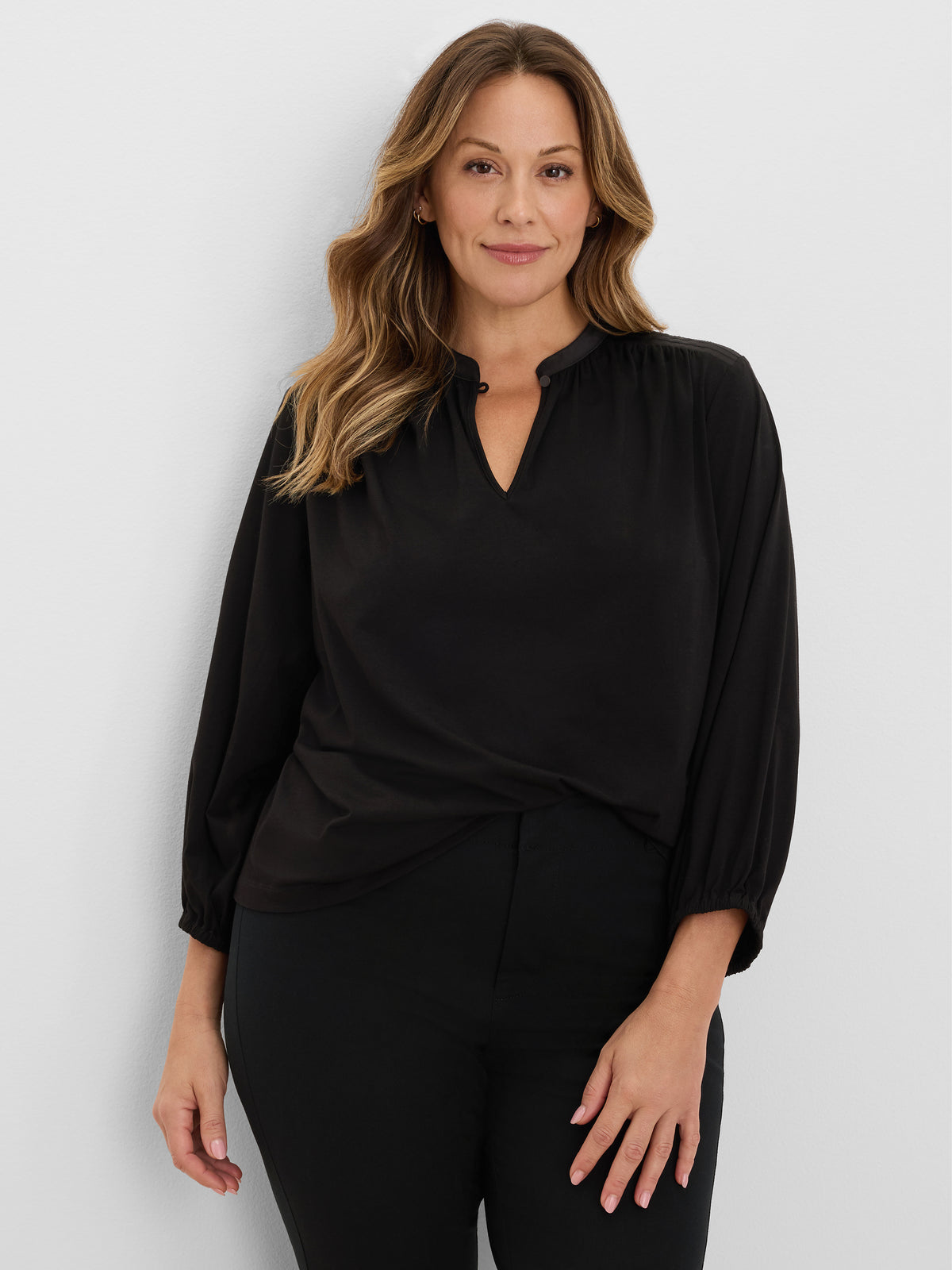 NIC+ZOE Mixed Media Peasant Top product