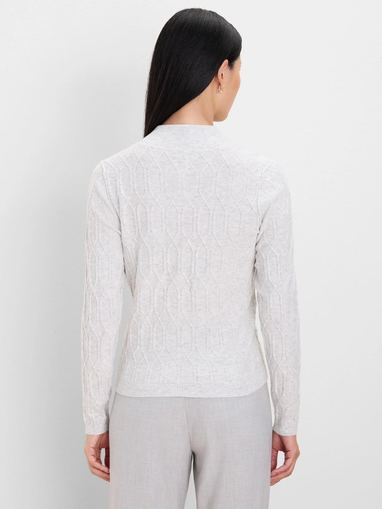 Cable Mockneck Cardigan in Sil