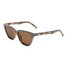 These chic tortoiseshell sunglasses feature brown rectangular lenses and elegant gold hardware on the temples.