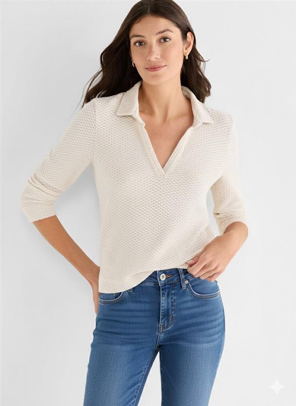 NIC+ZOE Textured Tuck Stitch Knit Polo product