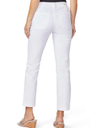 White straight ankle jeans, shown from the back, with visible back pockets and waistband.