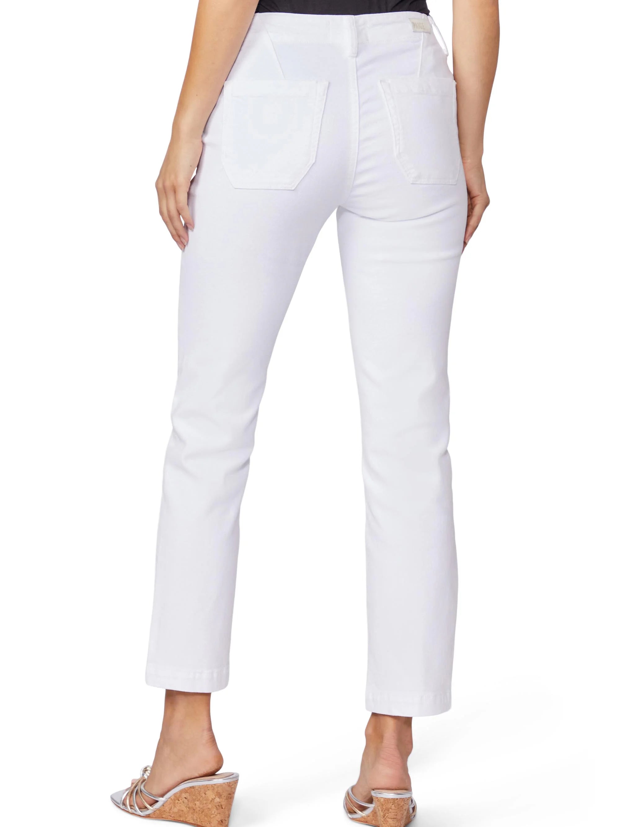 White straight ankle jeans, shown from the back, with visible back pockets and waistband.