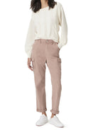 Dusty rose relaxed fit cargo pants with side patch pockets & cuffed hems.