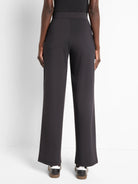Black wide-leg pants with a high waist, shown from the back.