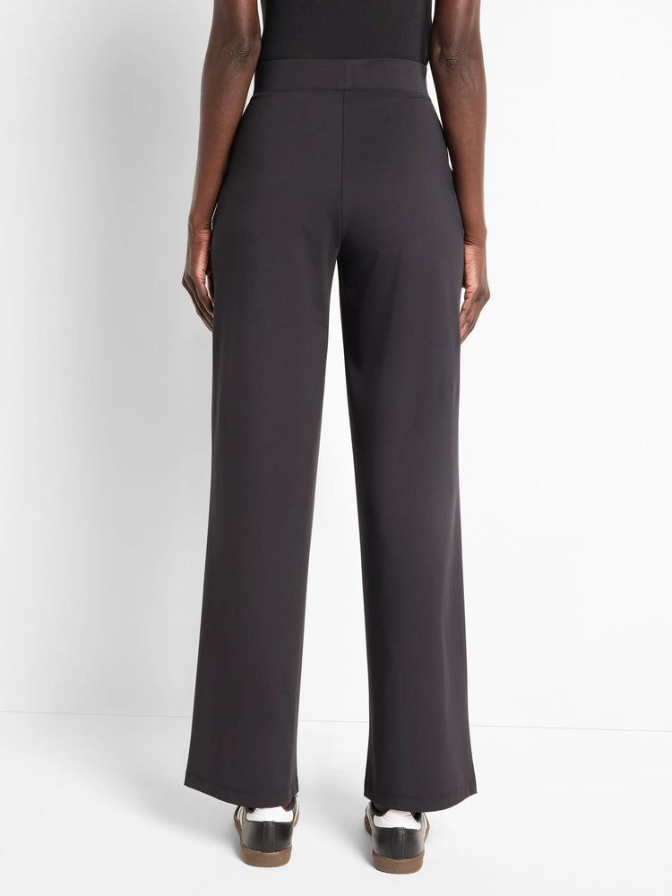 Black wide-leg pants with a high waist, shown from the back.