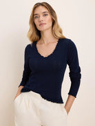 Pointelle Rib Cleo Long Sleeve Tee in Did