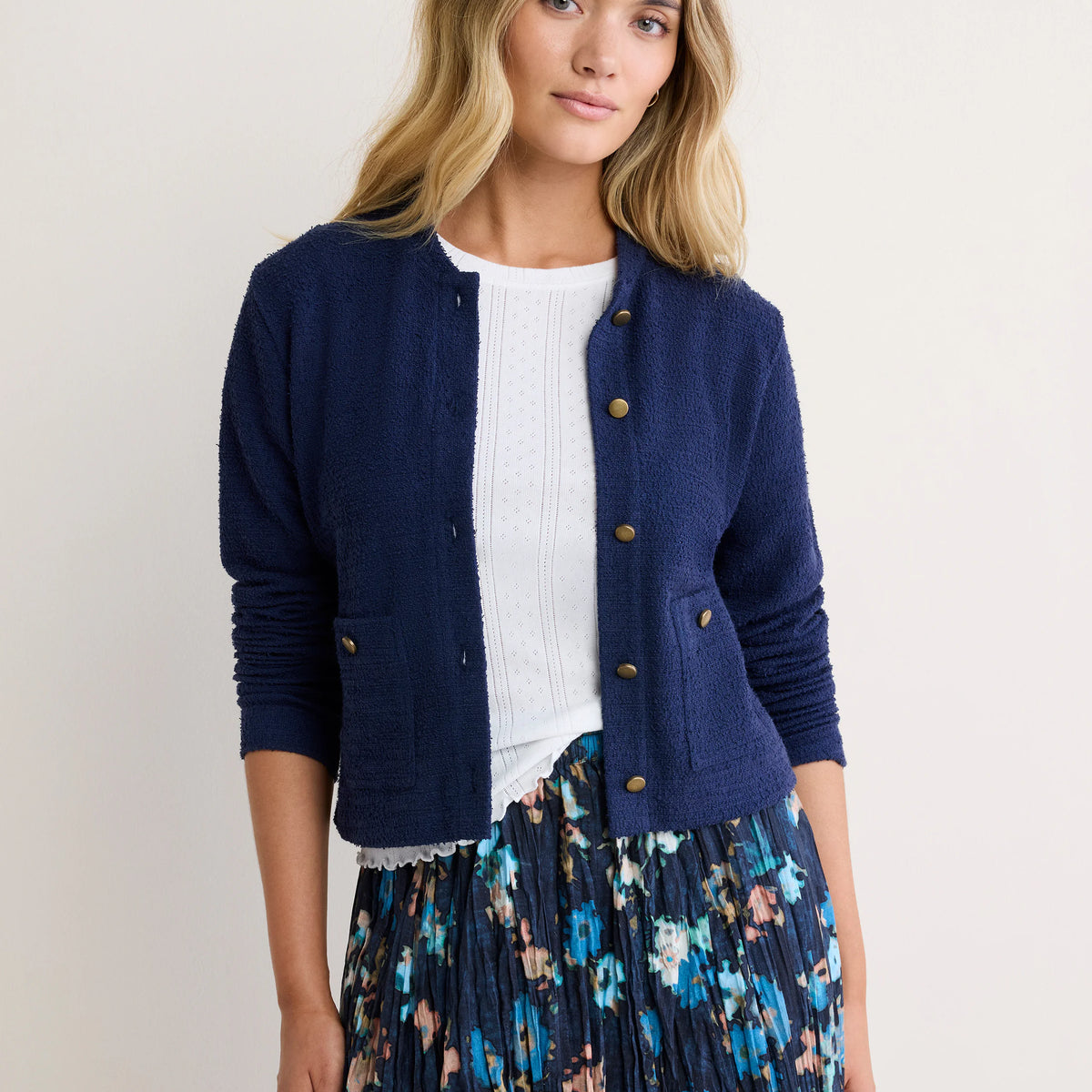 nz by NIC+ZOE Textured Knit Bomber Jacket