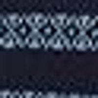 Textured dark navy fabric with woven geometric patterns in light grey.