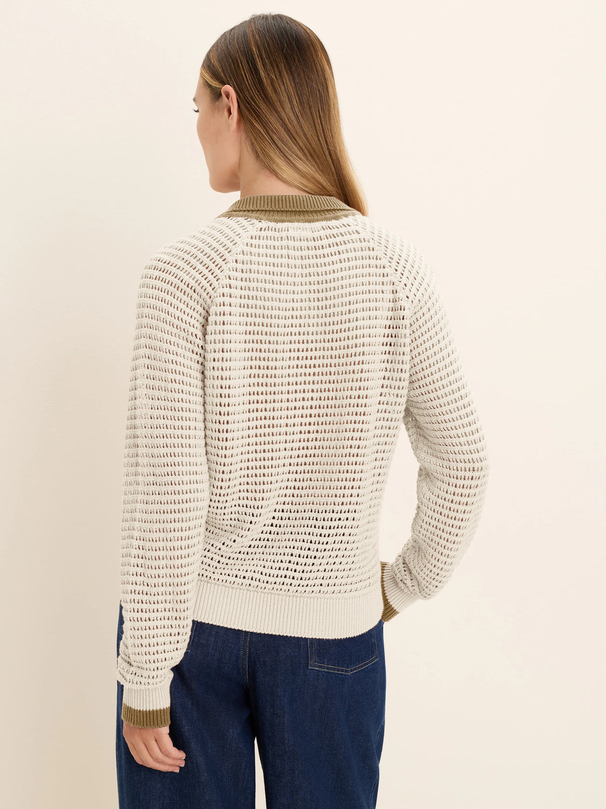 Nz By Nic+zoe Mesh Long Sleeve Polo Sweater in Cem