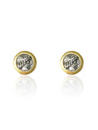 Tat2 Designs Gold Floral Coin Stud Earrings in Gol