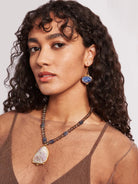 Chan Luu Blue Gold Oval Drop Earrings in Blt