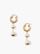 Chan Luu Double Pearl Drop Hoop Earrings in Prl
