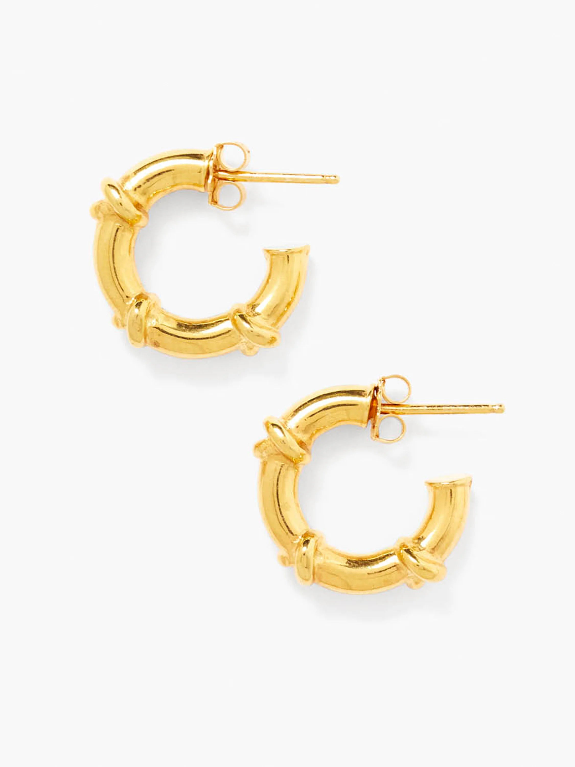 Chan Luu Small Hoop With Wrap Earrings in Gol