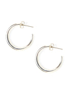Pair of chunky sterling silver C-hoop stud earrings with posts.