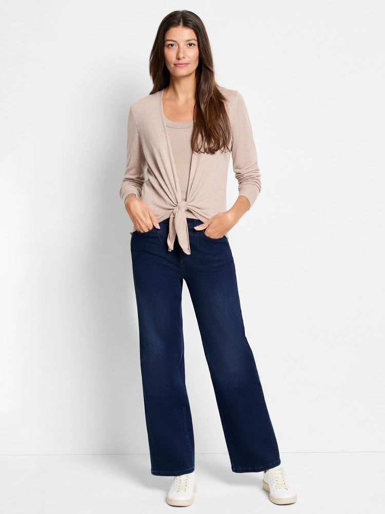 Light beige ribbed knit scoop neck tank top.