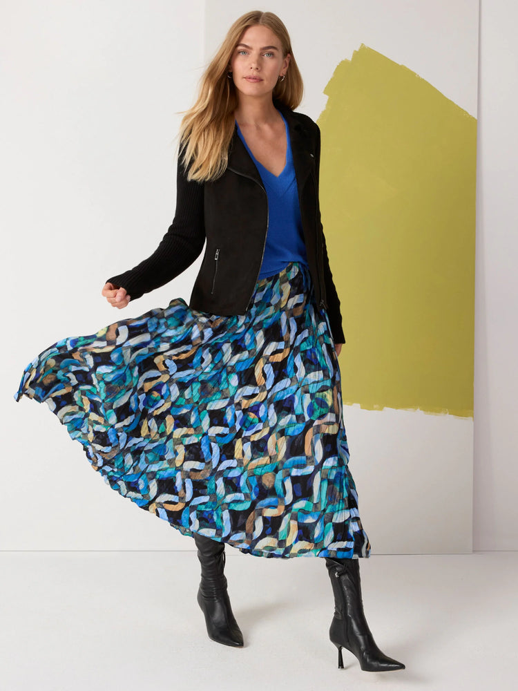 Black moto jacket with a faux suede body, ribbed knit sleeves, and zipper details.