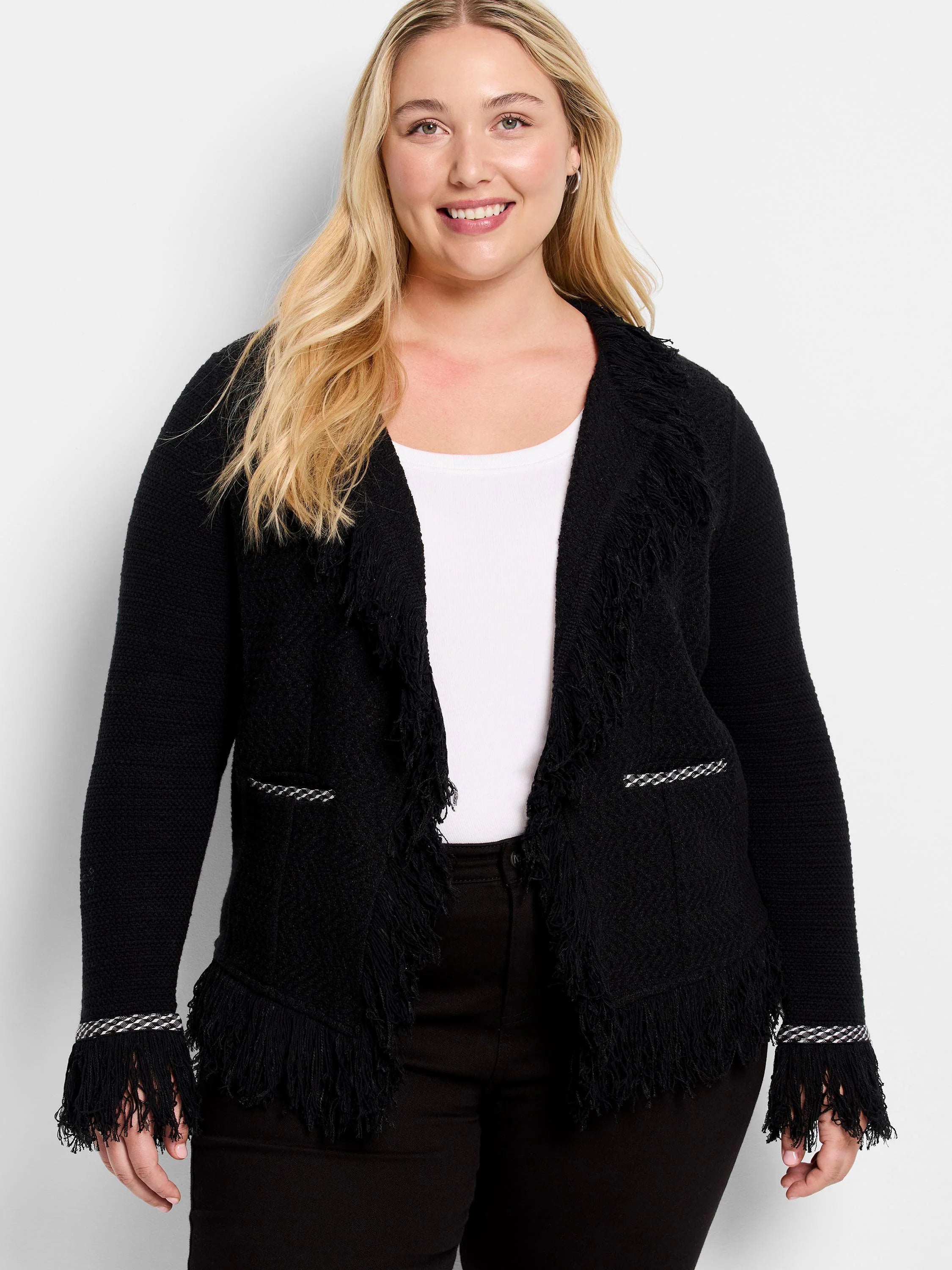 Statement Fringe Mix Knit Jacket