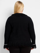 Statement Fringe Mix Knit Jacket in Blx