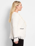 Statement Fringe Mix Knit Jacket in Clc
