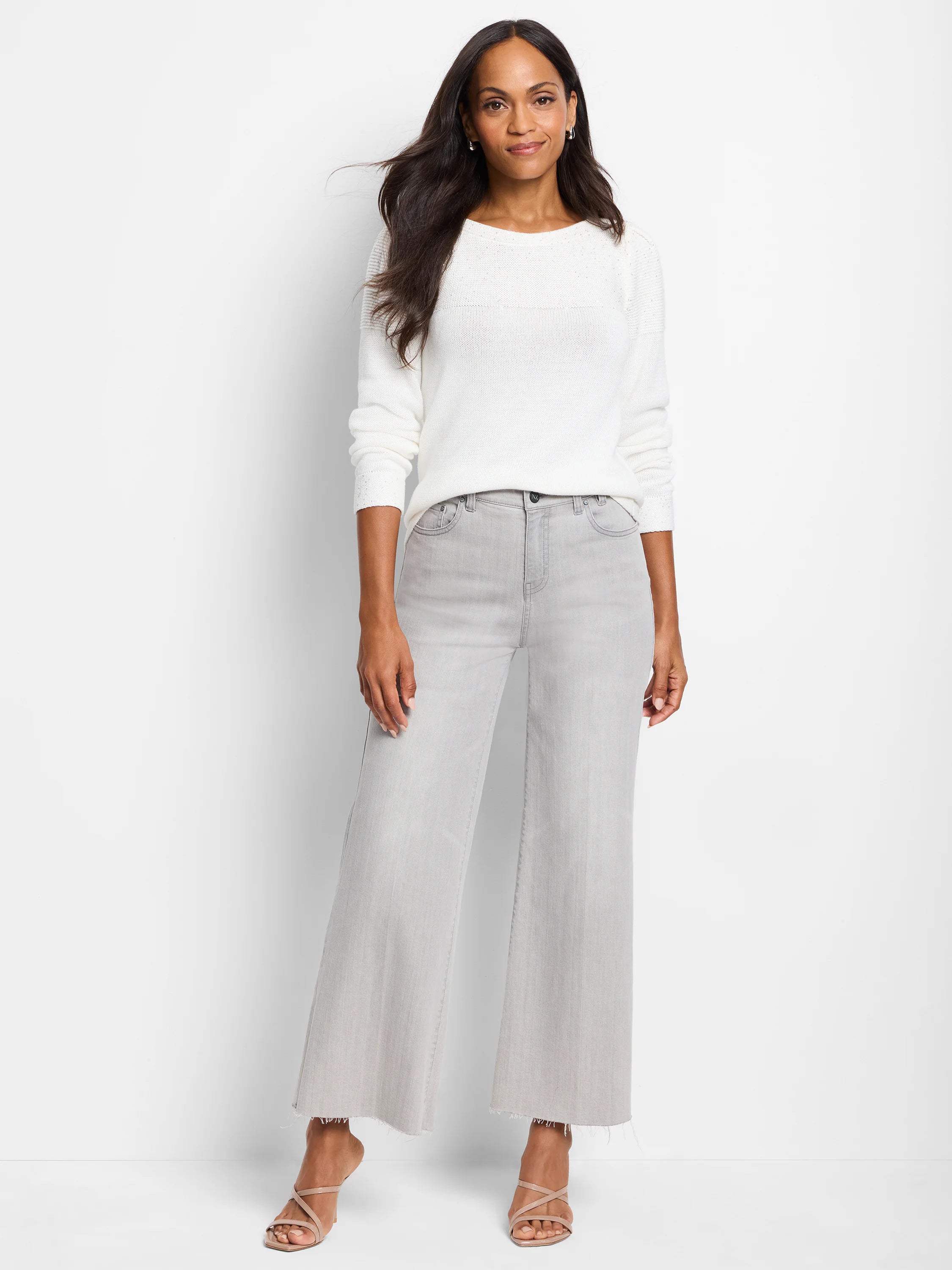 Off-white sequin-detail sweater.  Long sleeves, crew neck.