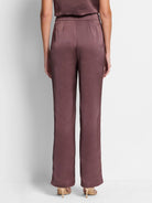 Here's alt text for the image, suitable for visually impaired users:

"Mauve wide-leg pants; satin-like fabric;...