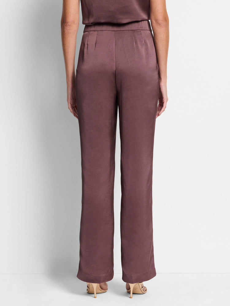 Here's alt text for the image, suitable for visually impaired users:

"Mauve wide-leg pants; satin-like fabric;...