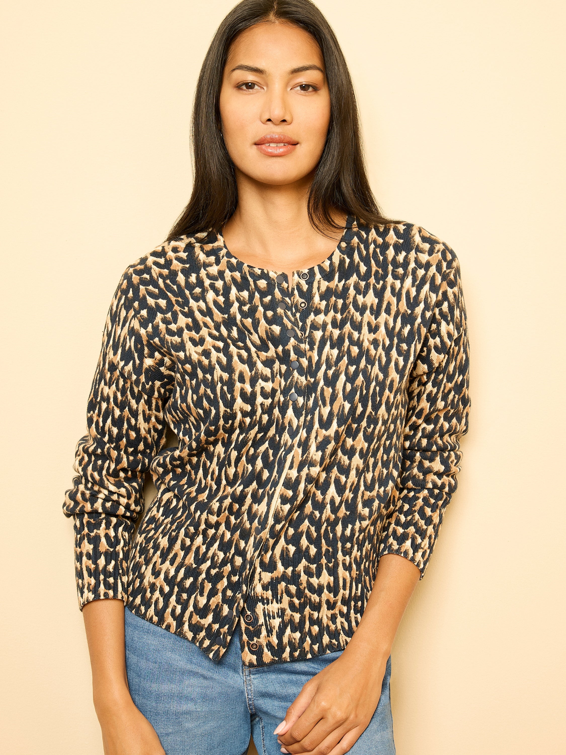 nic zoe Wild Dot Buttoned Up Pullover Sweater Outlet | Clothing