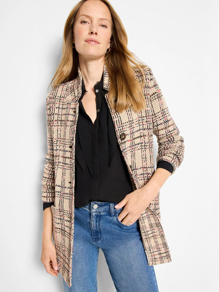 Stitchy Plaid Knit Blazer in Num