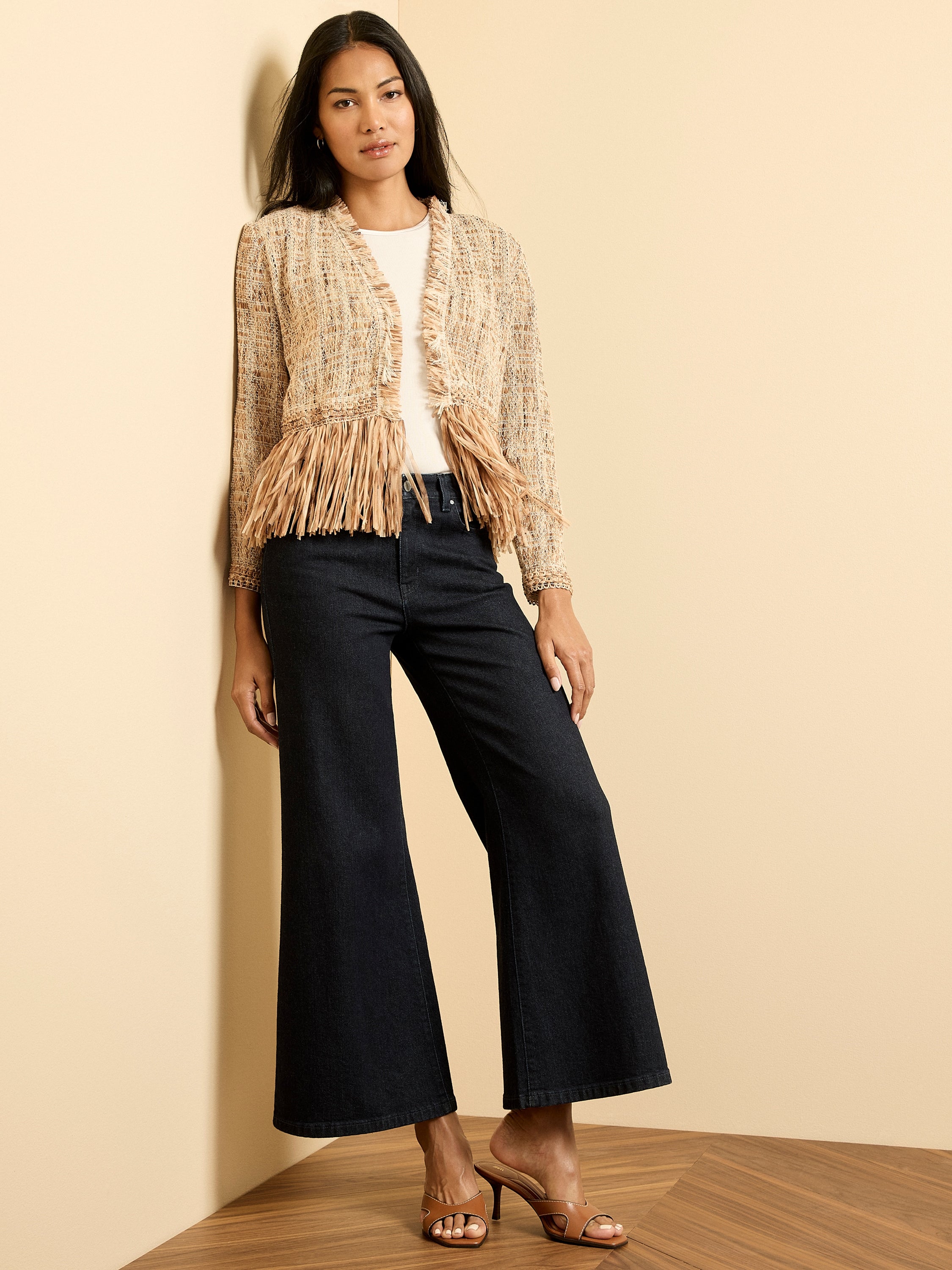 (取寄) ニックゾー レディース コルク フリンジ ニット ジャケット NIC+ZOE women Cork Fringe Knit Jacket Neutral Multi Iconic Cork Fringe Knit Jacket