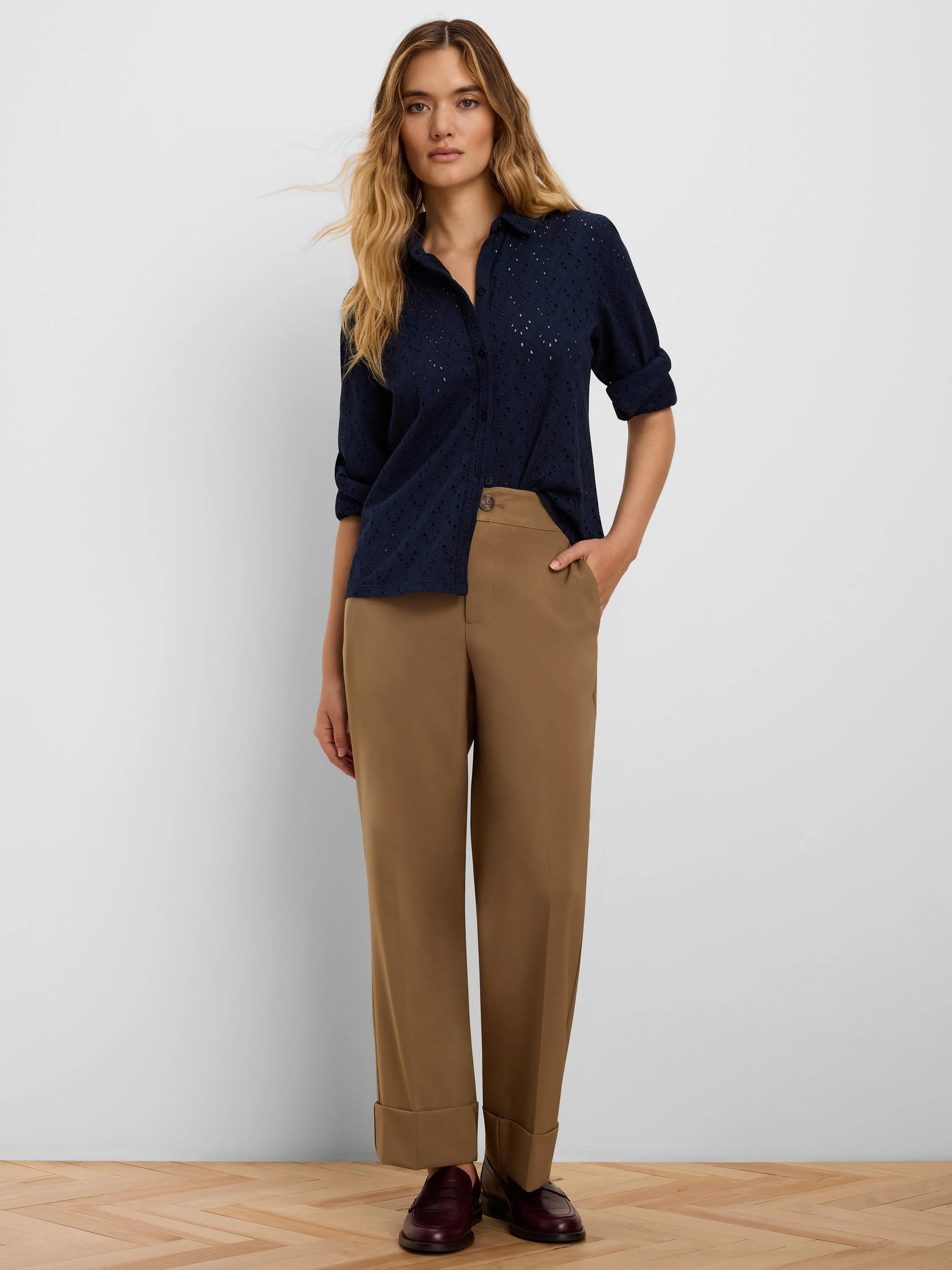 Knit Eyelet Pop On Top in Did